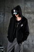 Flocked Heavy Cotton Hooded Knit Cardigan